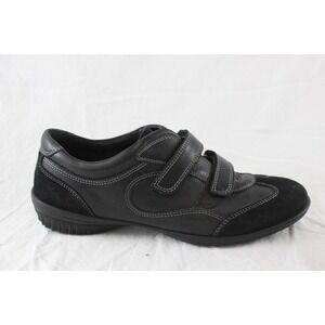 ECCO Womens Black Leather Suede Hook Loop Walking Shoes EU 40 Sneakers